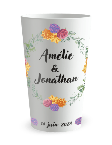 Gobelet transparent Graduation - mariage couronne en fleur - Ecocup