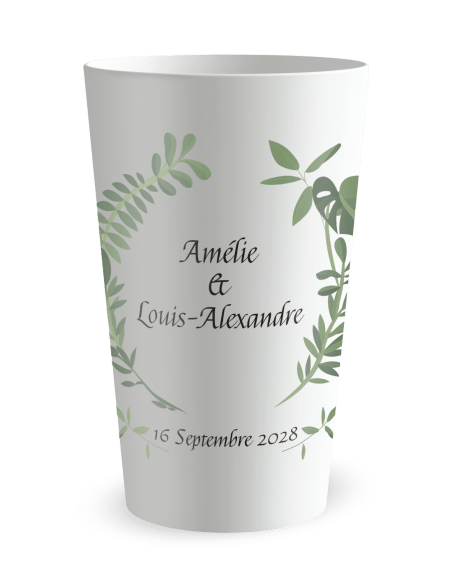 Gobelet blanc - Prénom - Mariage Couronne Plante - Ecocup