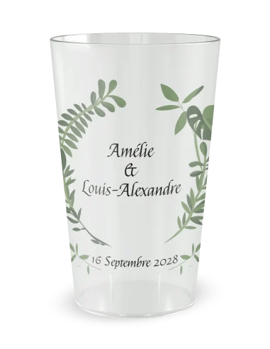 Gobelet transparent - Prénom - Mariage Couronne Plante - Ecocup