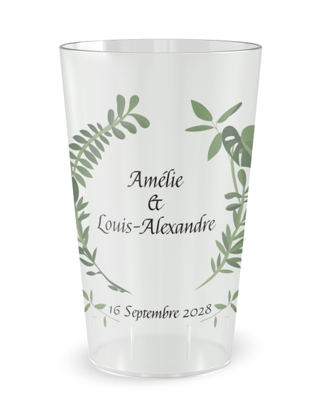 Gobelet transparent - Prénom - Mariage Couronne Plante - Ecocup