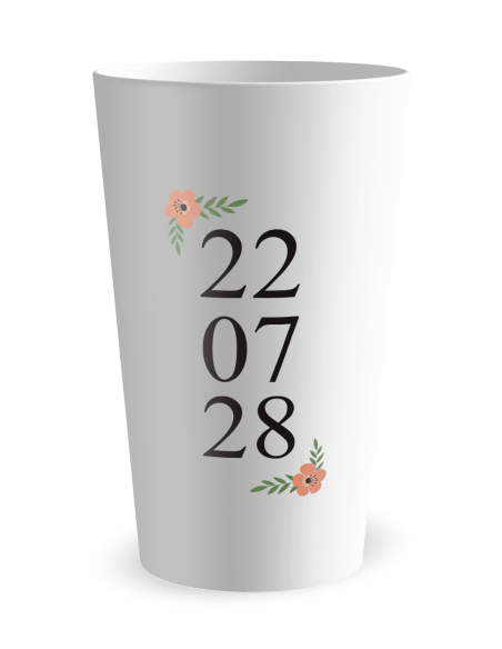 Gobelet blanc de face - mariage date - Ecocup