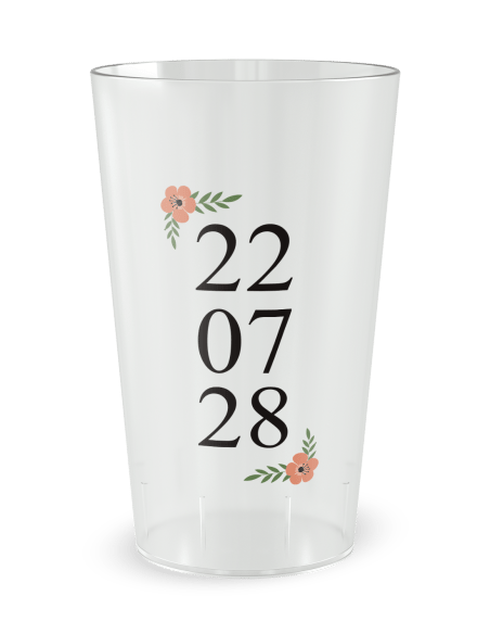 Gobelet transparent de face - mariage date - Ecocup