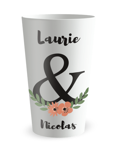 Gobelet blanc - Prénom - mariage date - Ecocup