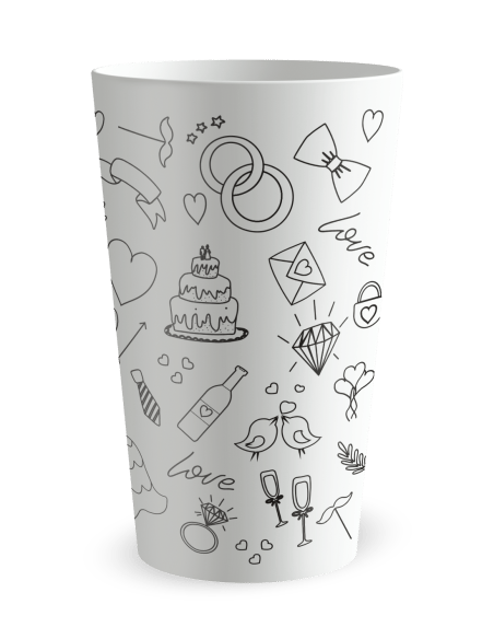 Gobelet blanc Graduation - mariage dessins à la main - Ecocup