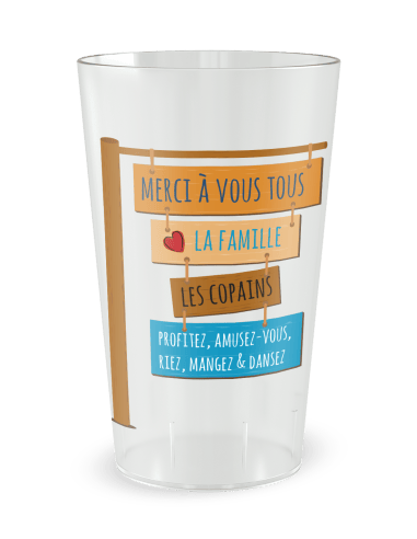 Gobelet transparent de dos - direction mariage - Ecocup