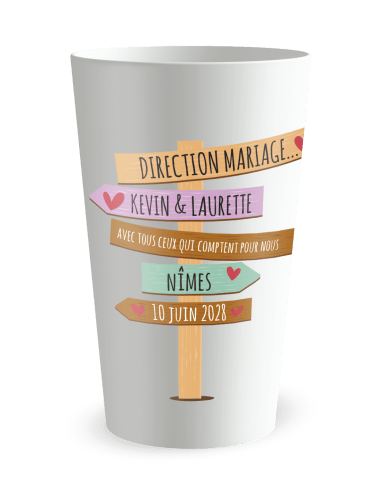 Gobelet blanc de face - direction mariage - Ecocup
