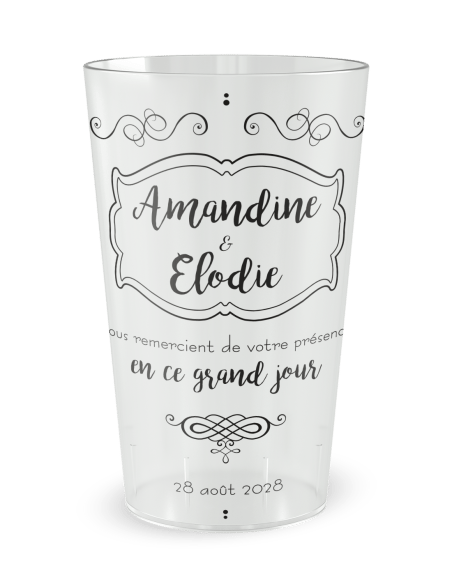 Gobelet blanc - Prénom - mariage étiquette vintage - Ecocup