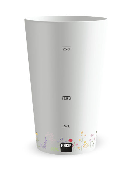 Gobelet blanc Graduation - mariage fleurs des champs - Ecocup