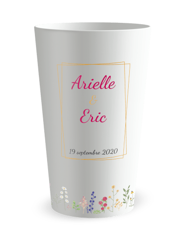 Gobelet blanc - Prénom - mariage fleurs des champs - Ecocup