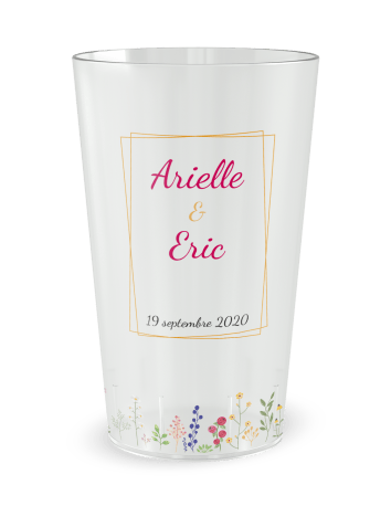 Gobelet transparent - Prénom - mariage fleurs des champs - Ecocup
