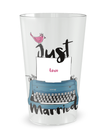 Gobelet transparent de face - machine à écrire - Ecocup
