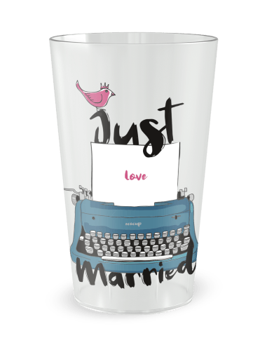 Gobelet transparent de face - machine à écrire - Ecocup