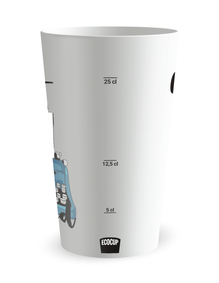 Gobelet blanc Graduation - machine à écrire - Ecocup