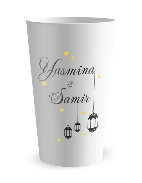Gobelet blanc de face - mariage marocain - Ecocup