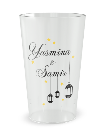 Gobelet transparent de face - mariage marocain - Ecocup