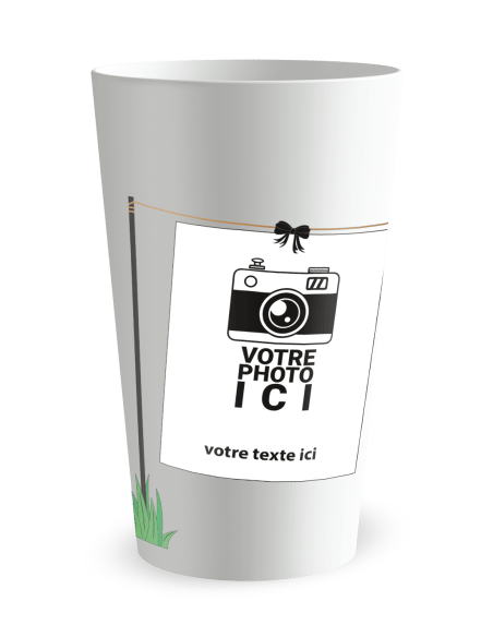 Gobelet blanc de face - mariage photo guirlande - Ecocup