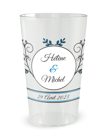 Gobelet transparent de face - mariage médaillon vintage - Ecocup