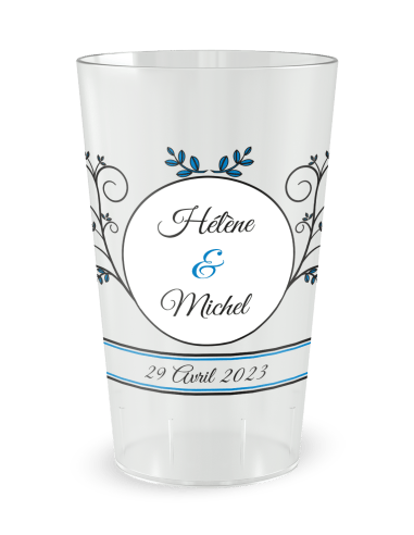 Gobelet transparent de face - mariage médaillon vintage - Ecocup