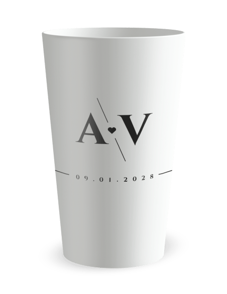Gobelet blanc de face - mariage moderne - Ecocup