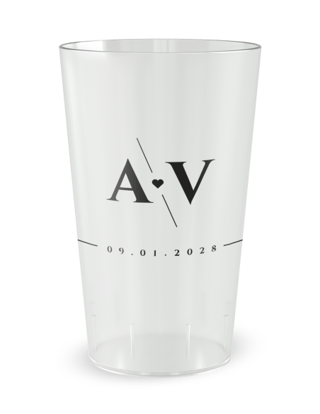 Gobelet transparent de face - mariage moderne - Ecocup
