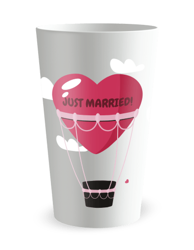 Gobelet blanc de face - mariage voyage montgolfière - Ecocup