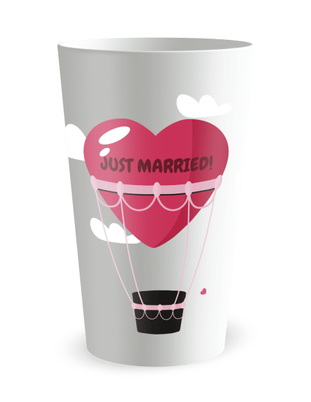 Gobelet blanc de face - mariage voyage montgolfière - Ecocup