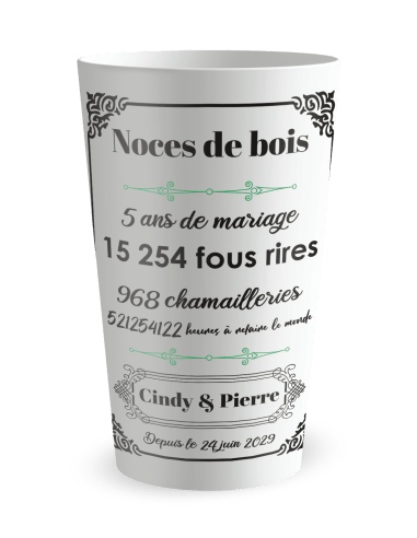 Gobelet blanc de face - mariage noces amour - Ecocup