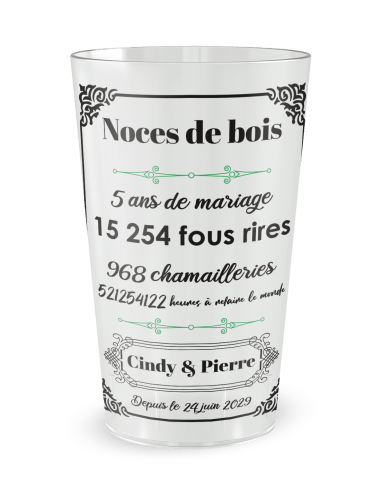 Gobelet transparent de face - mariage noces amour - Ecocup