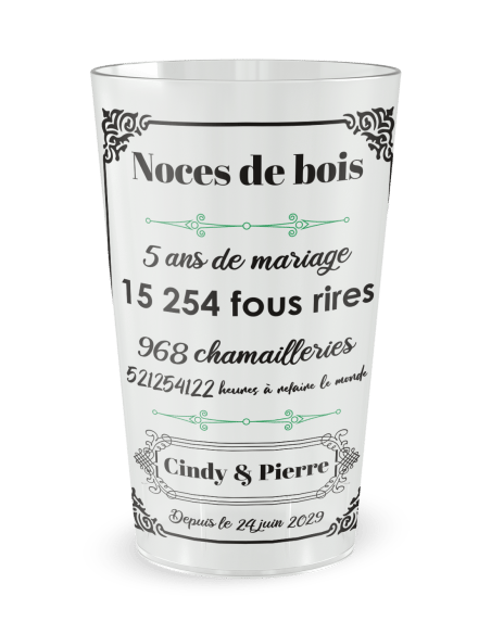 Gobelet transparent de face - mariage noces amour - Ecocup