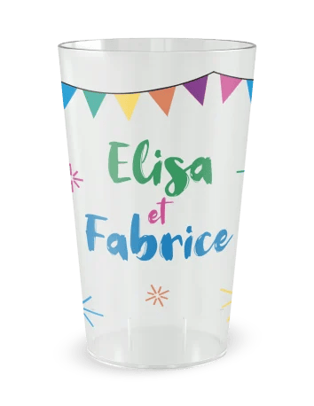 Gobelet transparent - Prénom - mariage oui festif - Ecocup