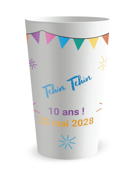 Gobelet blanc de face - mariage oui festif - Ecocup