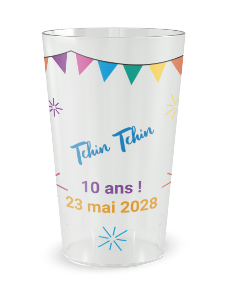 Gobelet transparent de face - mariage oui festif - Ecocup