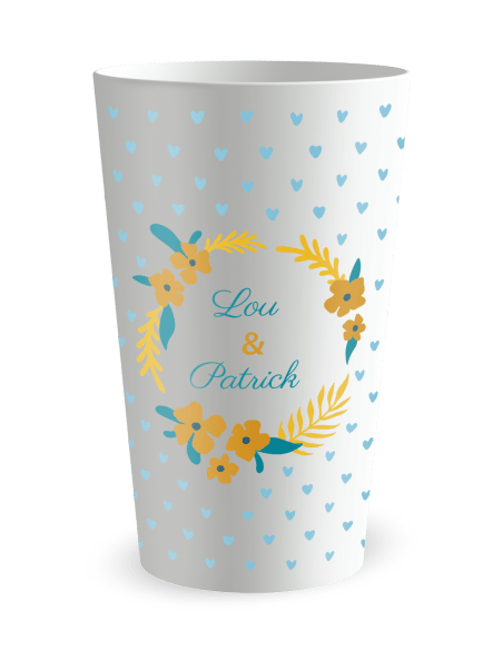 Gobelet blanc - Prénom - mariage petits coeurs - Ecocup