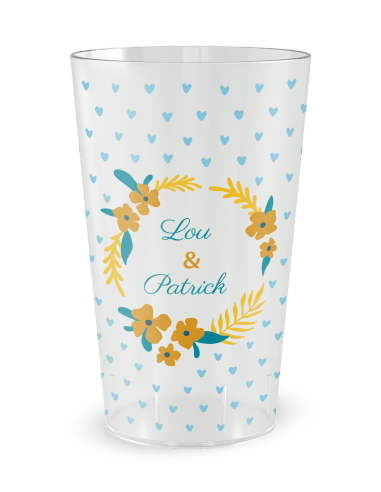 Gobelet transparent - Prénom - mariage petits coeurs - Ecocup