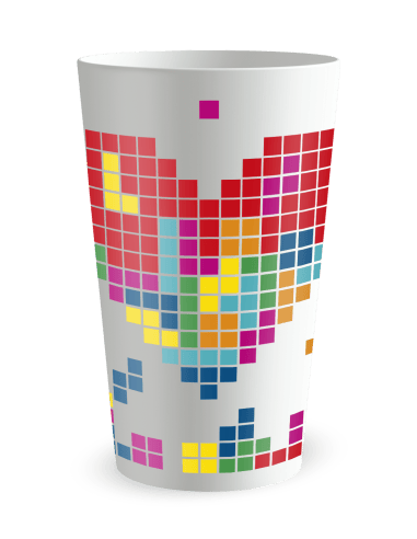 Gobelet blanc de face - mariage pixels - Ecocup
