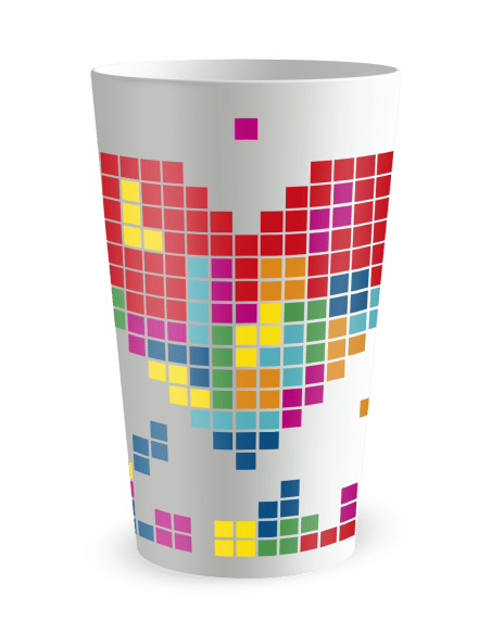 Gobelet blanc de face - mariage pixels - Ecocup