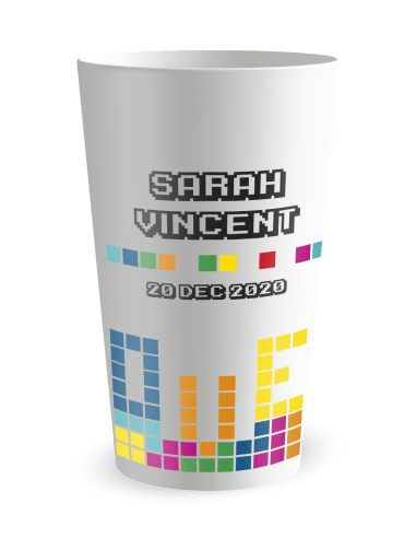 Gobelet blanc - Prénom - mariage pixels - Ecocup