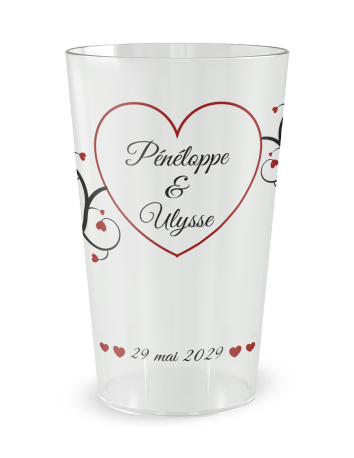 Gobelet transparent de face - mariage romantique - Ecocup