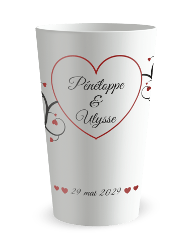 Gobelet blanc de face - mariage romantique - Ecocup