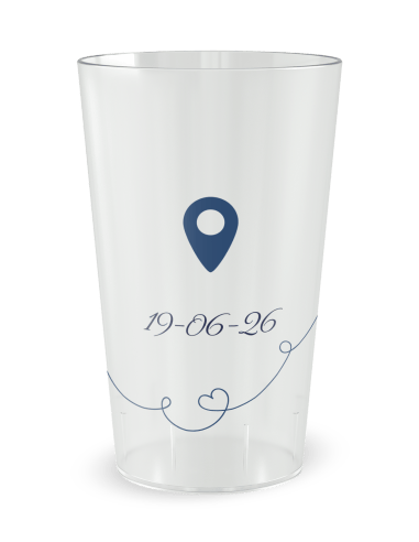 Gobelet transparent de dos - mariage rose des vents - Ecocup