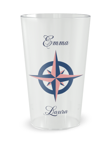 Gobelet transparent de face - mariage rose des vents - Ecocup