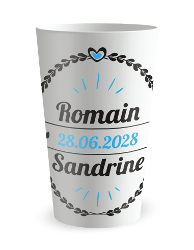 Gobelet blanc - Prénom - mariage lauriers - Ecocup