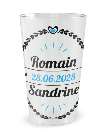 Gobelet transparent - Prénom - mariage lauriers - Ecocup