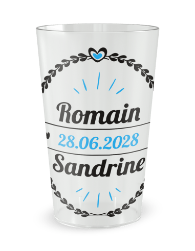 Gobelet transparent - Prénom - mariage lauriers - Ecocup