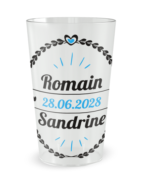 Gobelet transparent - Prénom - mariage lauriers - Ecocup