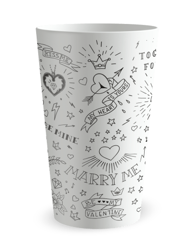 Gobelet blanc de face - mariage tatouages - Ecocup
