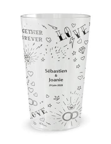Gobelet transparent - Prénom - mariage tatouages - Ecocup