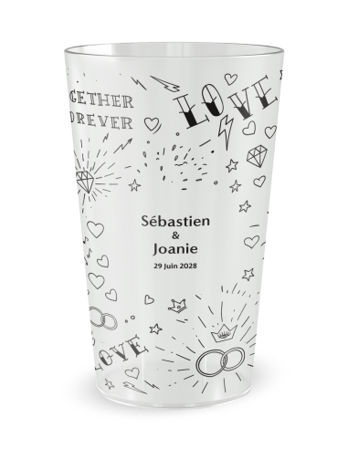Gobelet transparent - Prénom - mariage tatouages - Ecocup
