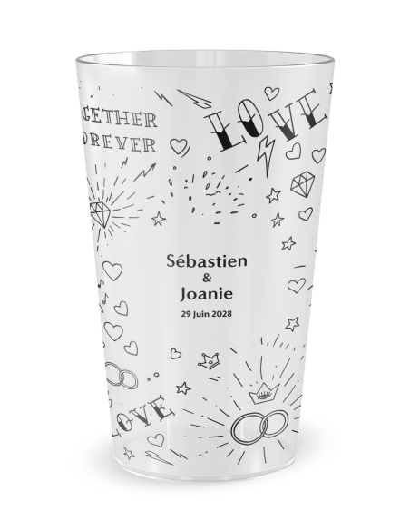 Gobelet transparent - Prénom - mariage tatouages - Ecocup