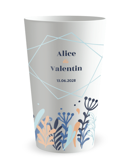 Gobelet blanc - Prénom - mariage herbes hautes - Ecocup
